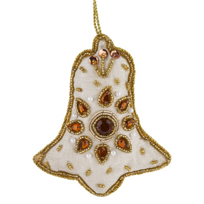 Textilní ozdoba zvoneček s korálkami