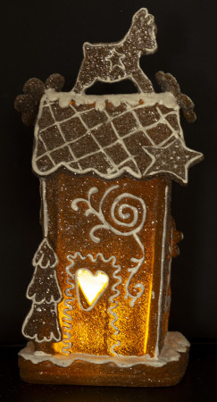 detail Vánoční domeček s dekorem perníku led osvětlení GD DESIGN