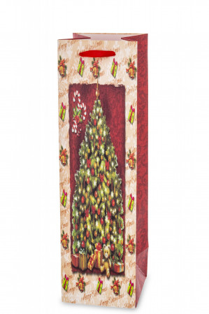detail Vianočná darčeková taška na fľašu so stromčekom GD DESIGN
