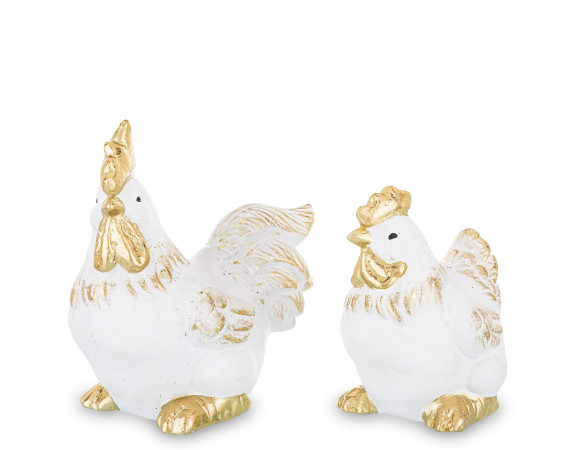 detail Keramická sliepka bielo-zlatá GD DESIGN