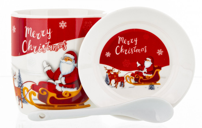 detail Vianočný hrnček s lyžičkou a poklopom 330 ml GD DESIGN