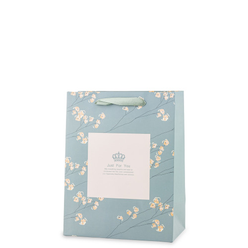 Darčeková taška mentolová s kvetinkami