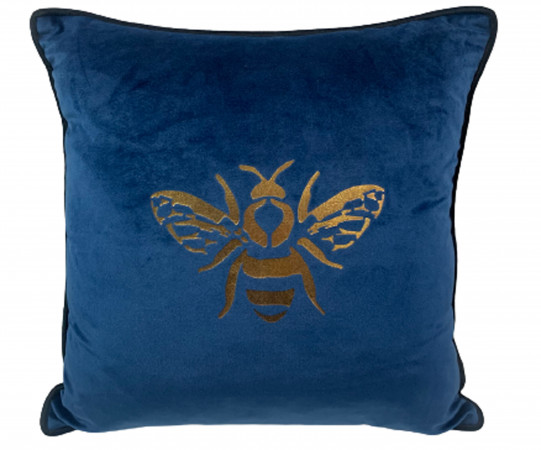 detail Modrý polštář zlatá včela GD DESIGN