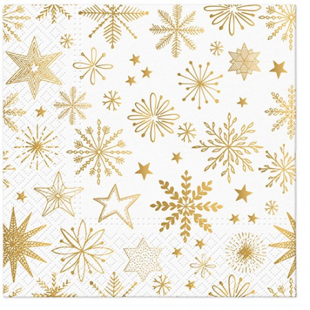 detail Vianočné obrúsky so zlatými vločkami a hviezdami 3 vrstvy GD DESIGN