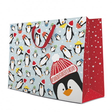 detail Vánoční dárková taška s motivem tučňáka GD DESIGN