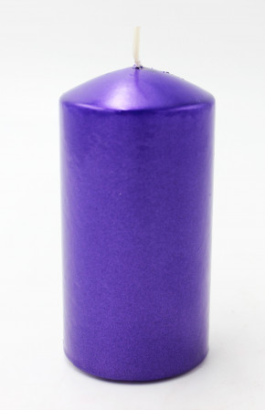 detail Metalická sviečka fialová valec GD DESIGN