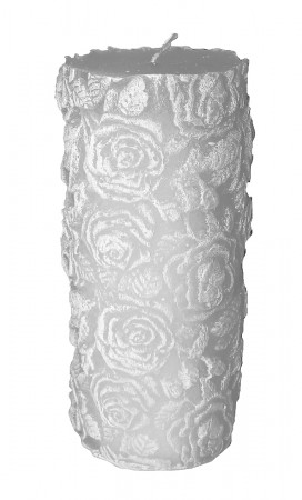 detail Sviečka veľký šedý valec ruža GD DESIGN