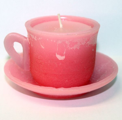 Růžová svíčka šálek