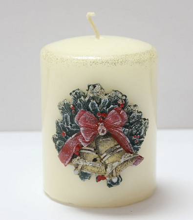 detail Krémová sviečka vianočné zvončeky GD DESIGN